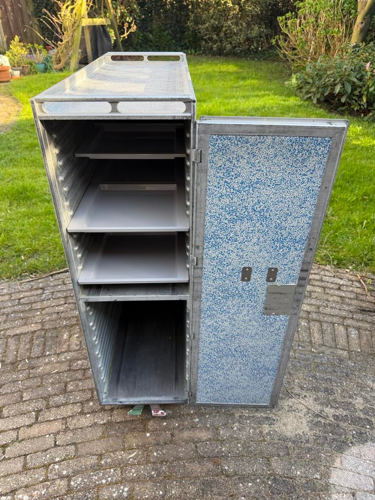 KLM trolley met blauw gespikkeld patroon, Verzamelen, KLM Huisjes, Ophalen of Verzenden, Gebruikt, Paleis of Waag