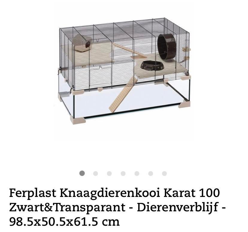 Ferplast knaagdierenkooi Karat 100 zwart&transparant, Dieren en Toebehoren, Knaagdieren en Konijnen | Hokken en Kooien, Kooi, Gebruikt