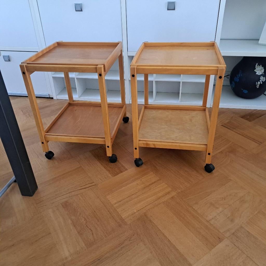 2 rol tafeltjes merk Hyllinge Møbel, Minder dan 55 cm, Gebruikt, Hout, Ophalen