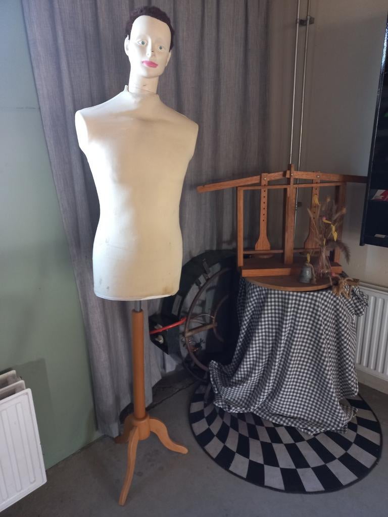 Vintage Paspop Man met Hoofd etalagepop, Ophalen, Gebruikt