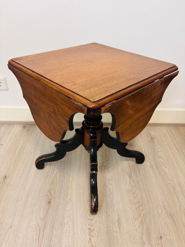 Antieke Biedermeier uit 19e eeuw inklap tafel bijzettafel, Ophalen of Verzenden