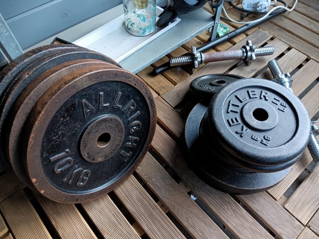 Gewichten schijven  halters gietijzer., Ophalen, Zo goed als nieuw, Dumbbell