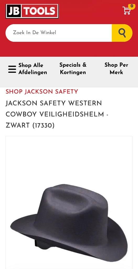 COWBOY VEILIGHEIDSHELM - ZWART, Doe-het-zelf en Verbouw, Veiligheidshelmen, Ophalen of Verzenden, Nieuw