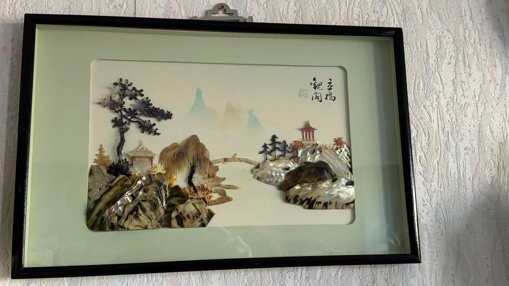 Chinese schilderij parelmoer, Ophalen of Verzenden