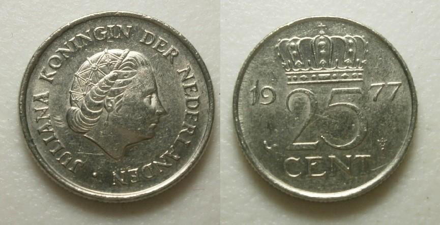 PD02601 Juliana 25 cent 1977, Ophalen of Verzenden, Koningin Juliana, 25 cent, Losse munt