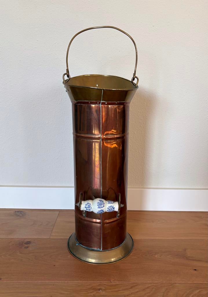 Vintage koperen kolenkit / paraplubak, Ophalen of Verzenden