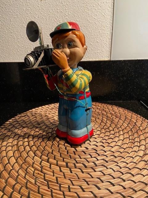 Blikken fotograaf battery opp. Nomura Japan '50-'60 zeldzaam, Antiek en Kunst, Antiek | Speelgoed, Ophalen of Verzenden