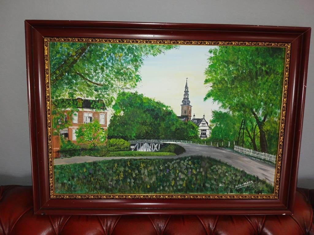 Schilderij "Farmsum" H.P v d Broek, Ophalen