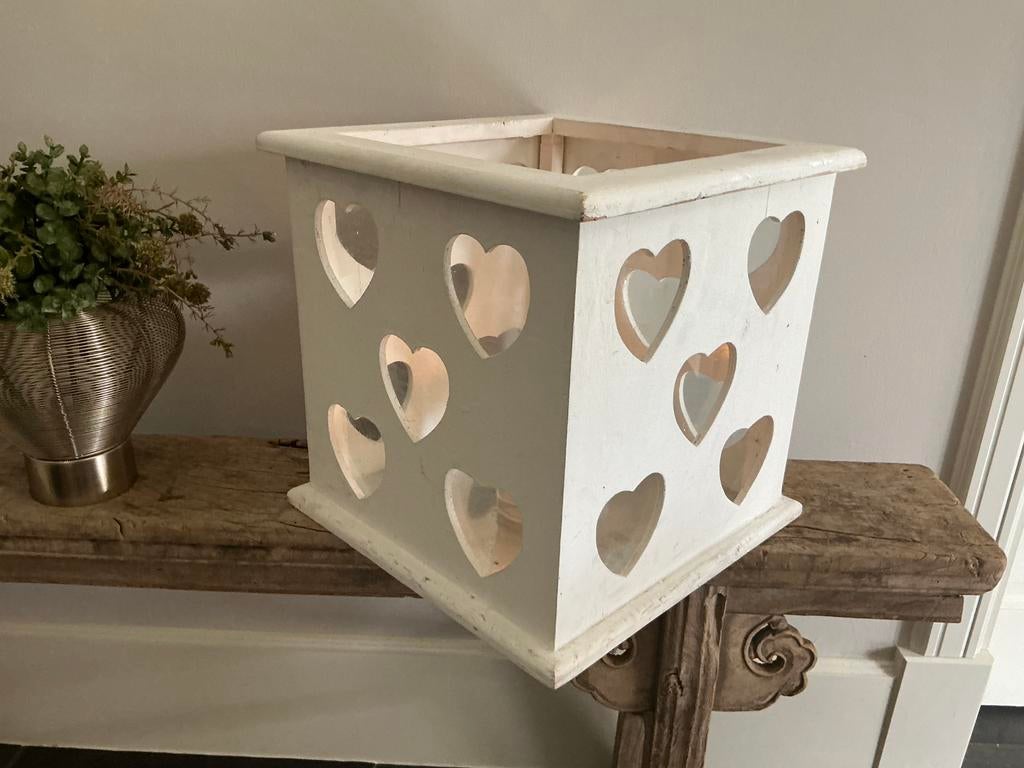 Groot houten windlicht met glas, Ophalen, Nieuw, Hout