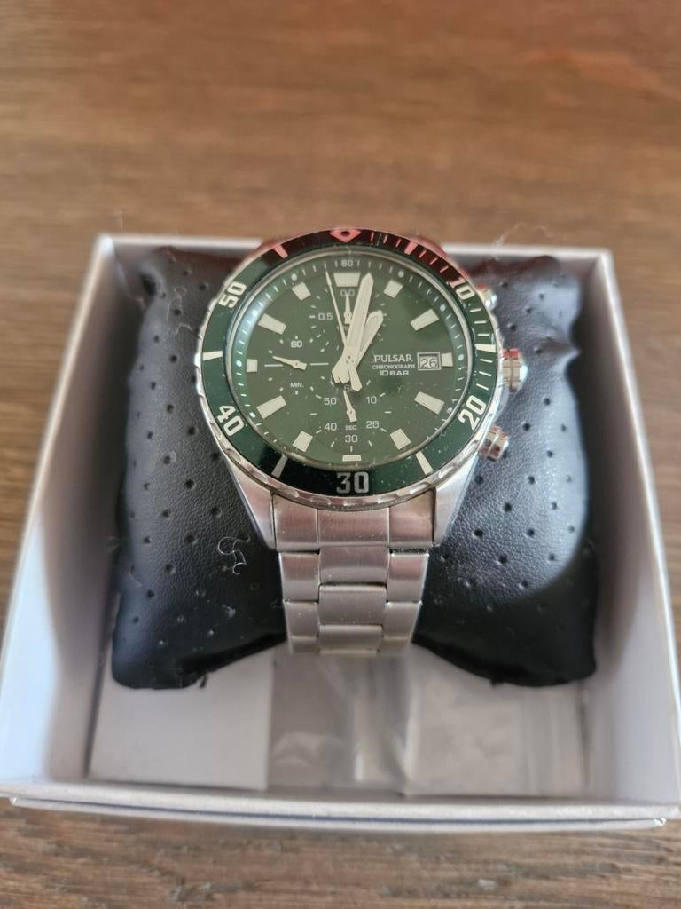 Pulsar Chronograaf Herenhorloge Groen Staal, Overige merken, Staal, Staal, Polshorloge