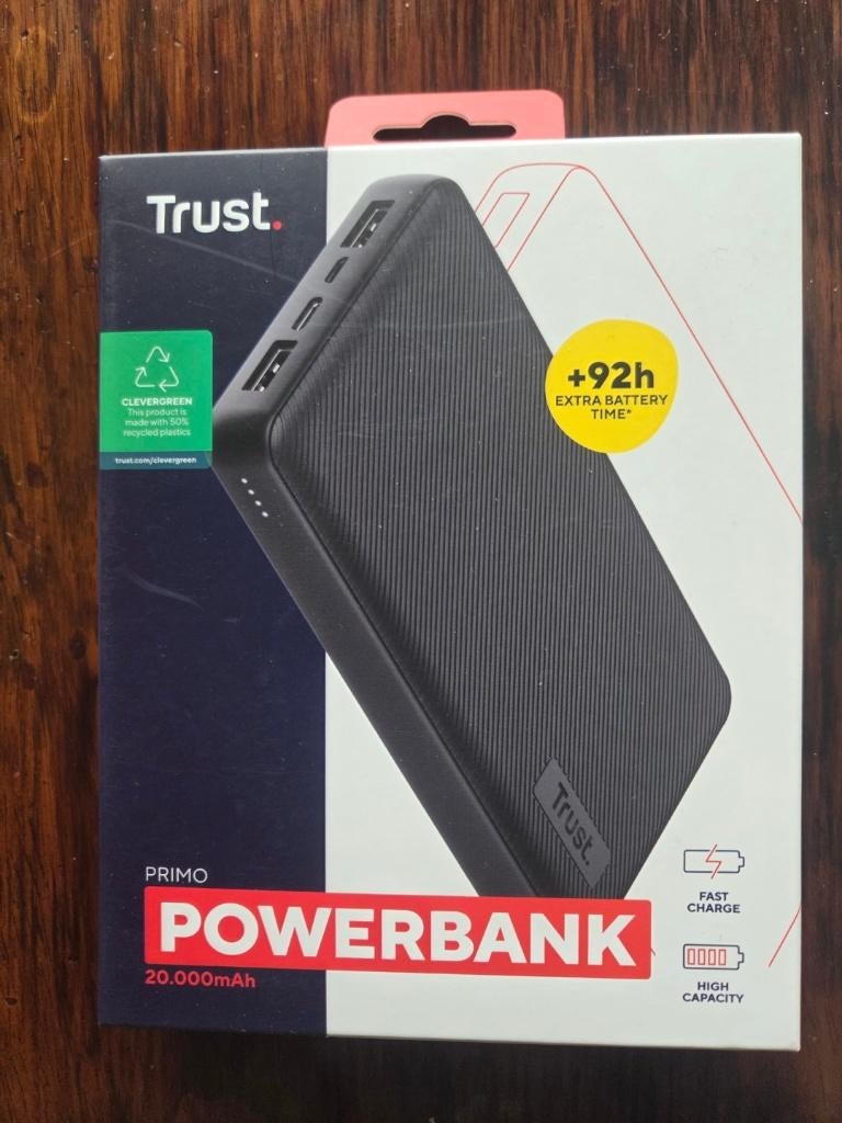 Trust Primo Powerbank 20.000 mAh, Telecommunicatie, Powerbanks, Nieuw, Ophalen