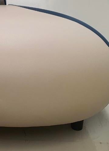 Leolux Pallone fauteuil leer blauw/ecru, Huis en Inrichting, Fauteuils, Ophalen, Design, Nieuw, 50 tot 75 cm
