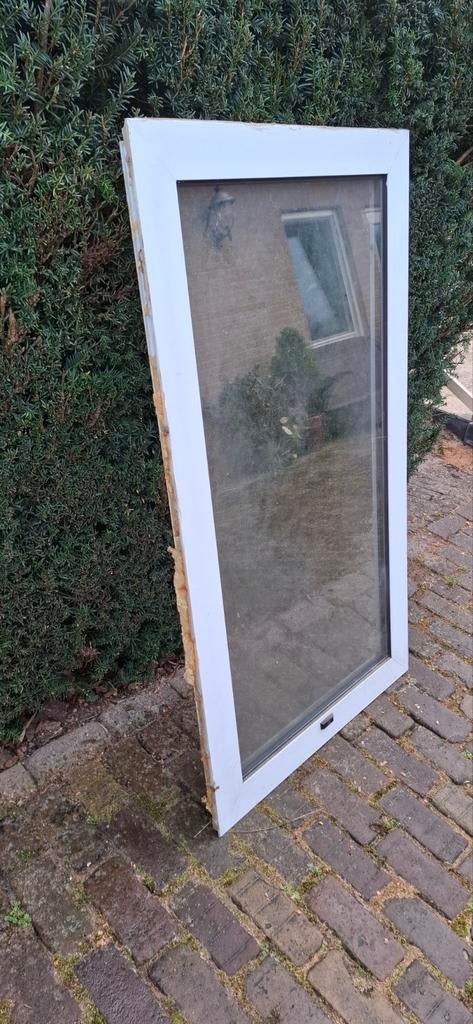 Thermopane kozijn en raam 124,4x 68,4, Ophalen, Hout, 75 tot 150 cm, Raamkozijn