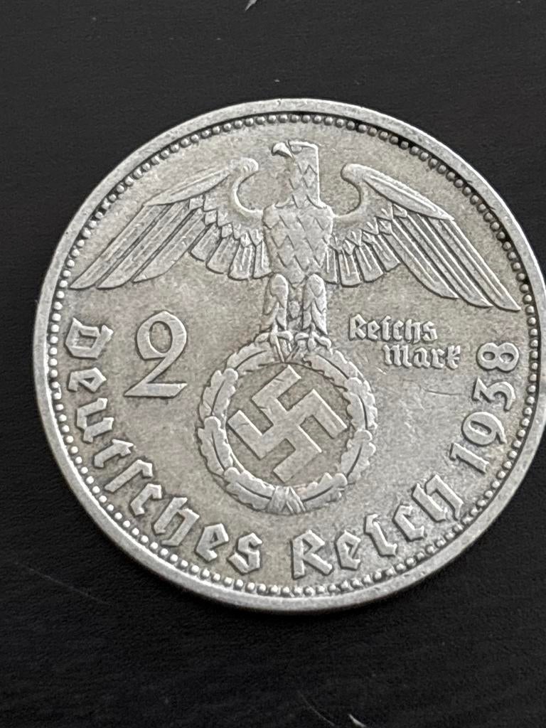 2 Reichsmark 1938 D Duitse munt, Ophalen of Verzenden, Duitsland, Losse munt, Zilver