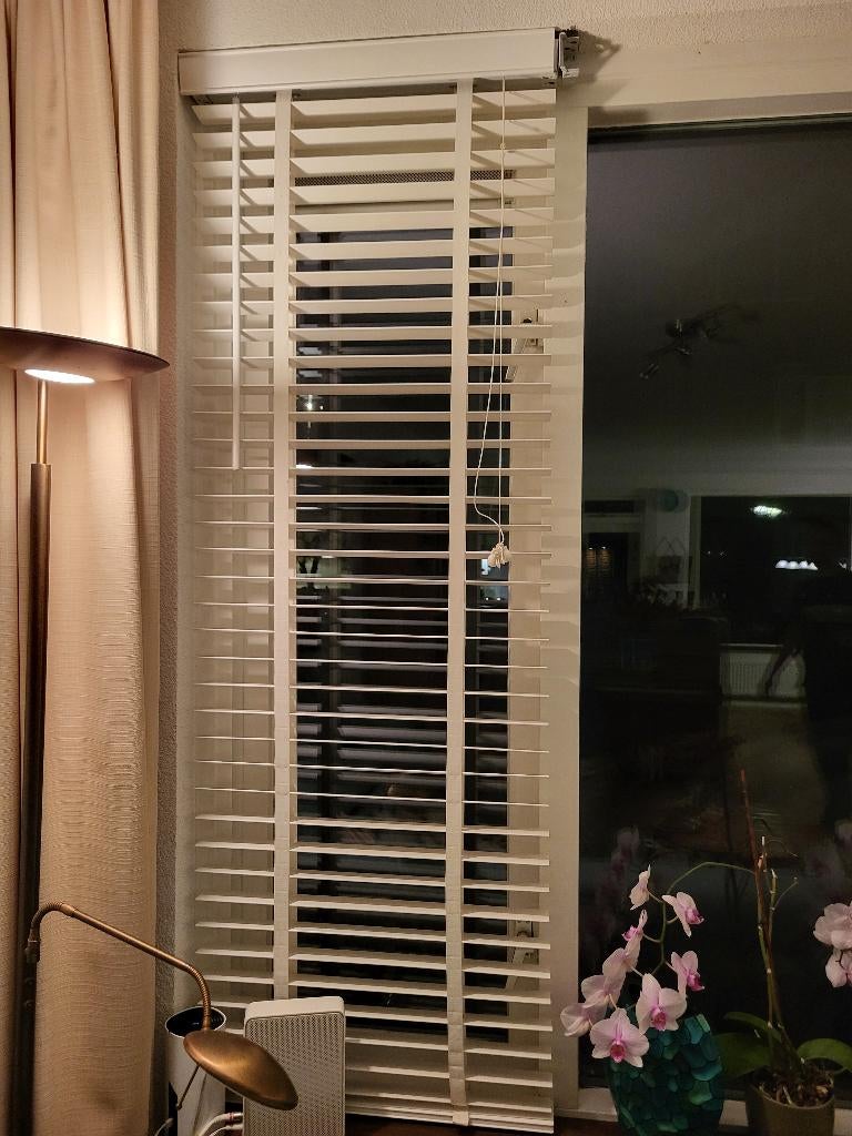 4 Witte houten jaloeziën in div maten, Ophalen, Gebruikt, Wit, 150 tot 200 cm