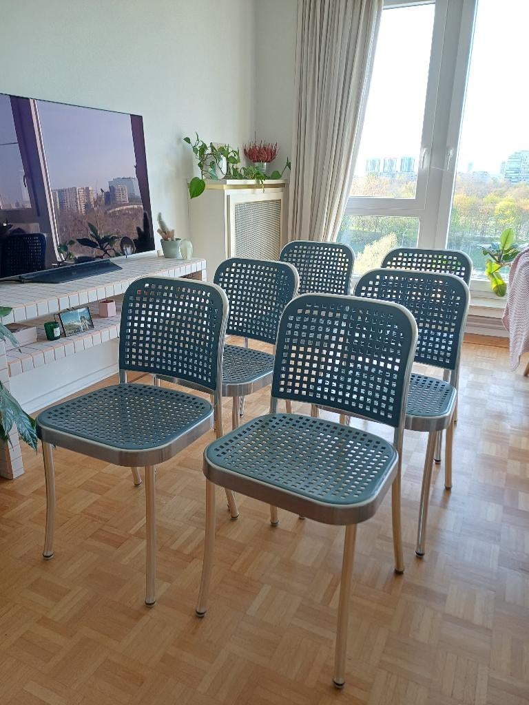 6x Silver Chair Vico Magistretti De Padova, Huis en Inrichting, Ophalen, Gebruikt, Blauw, Vintage