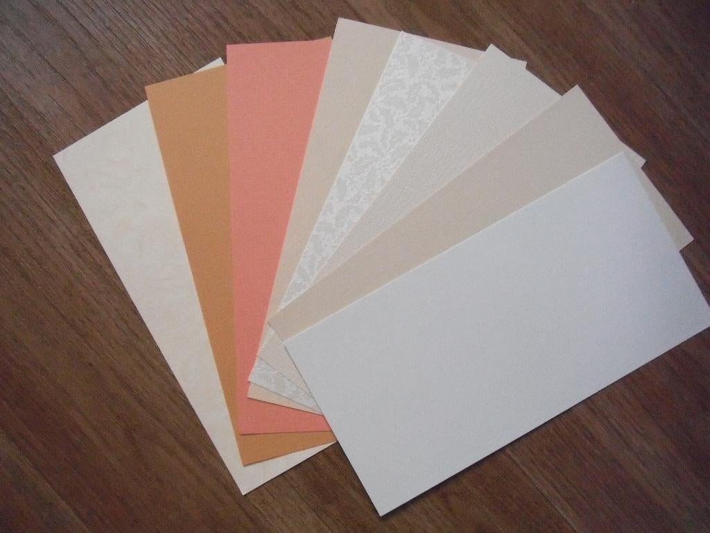 8 vellen speciaal karton 27x13,5cm. zacht oranje, Ophalen of Verzenden, Nieuw, Overige thema's, Blanco kaart of Basiskaart