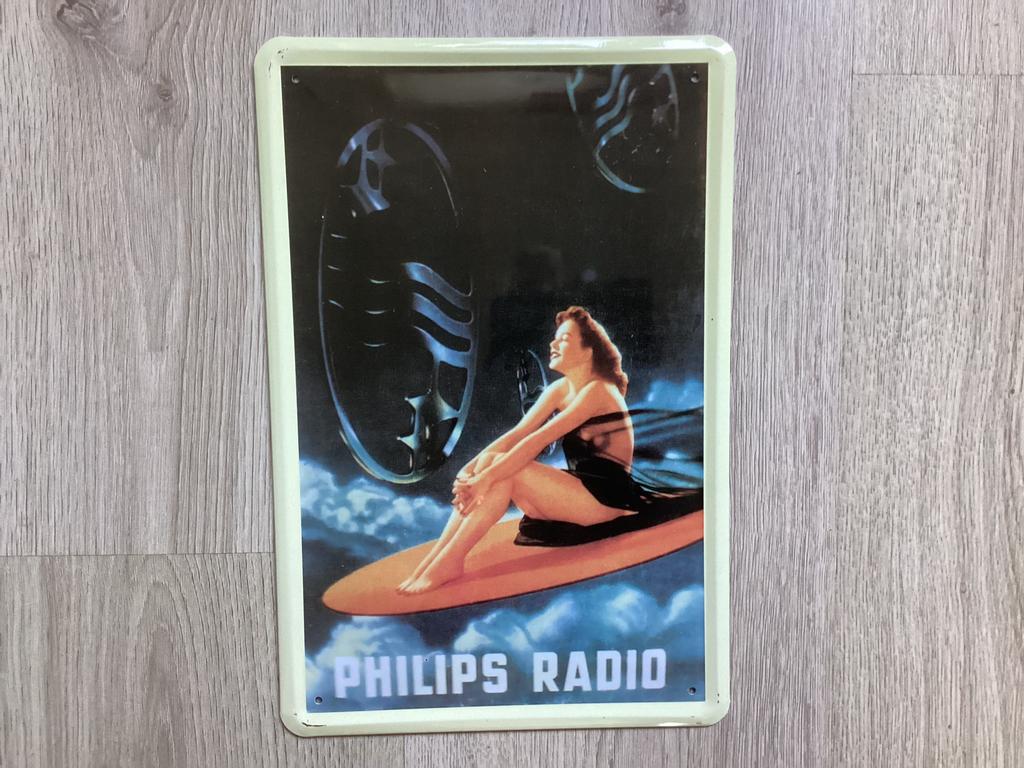 Vintage PHILIPS RADIO reclame bord (geen emaille), Ophalen of Verzenden, Zo goed als nieuw
