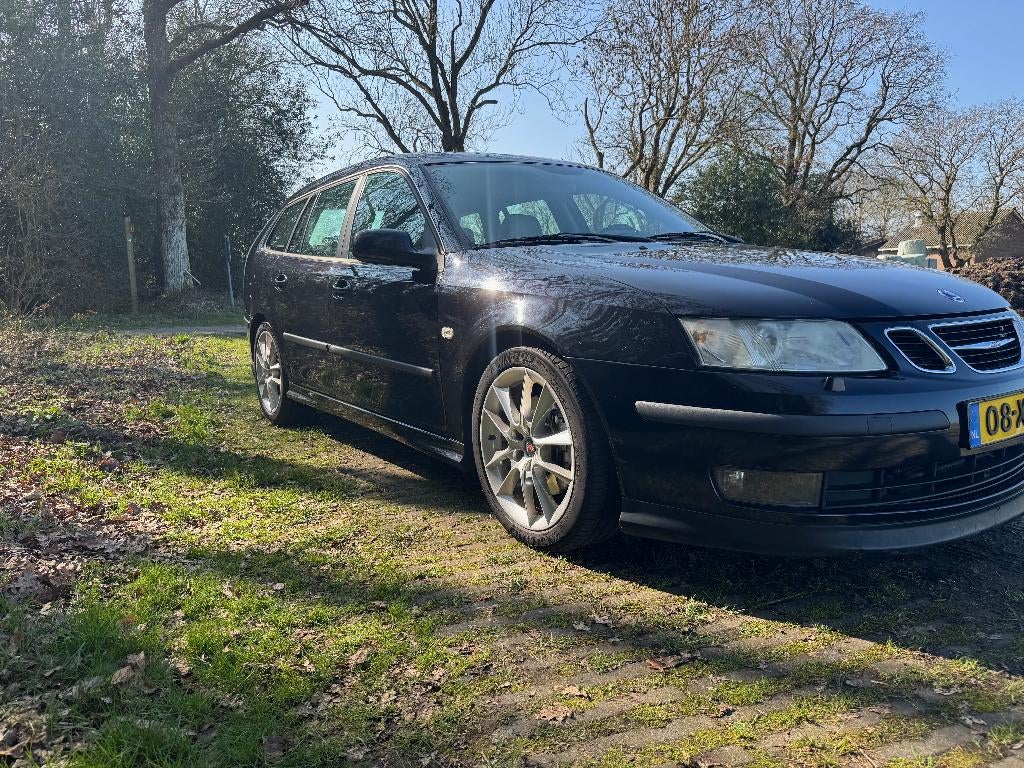 Saab 9-3 2.8 Turbo V6 Sport Estate Aero A 2007 Zwart, Auto's, Saab, Zwart, 1600 kg, 93 €/maand, 6 cilinders