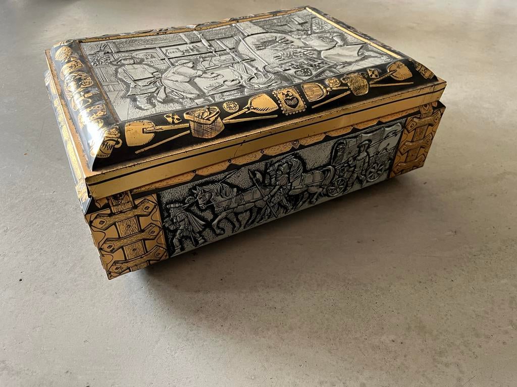 Oude bakkerskist / blikken doos - Lebkuchen Fabrik E. Otto S, Verzamelen, Blikken, Ophalen of Verzenden, Gebruikt, Overige, Overige merken