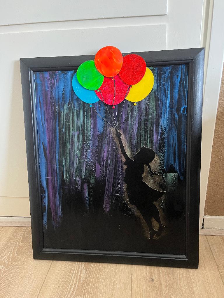 Schilderij Banksy style, Antiek en Kunst, Ophalen of Verzenden