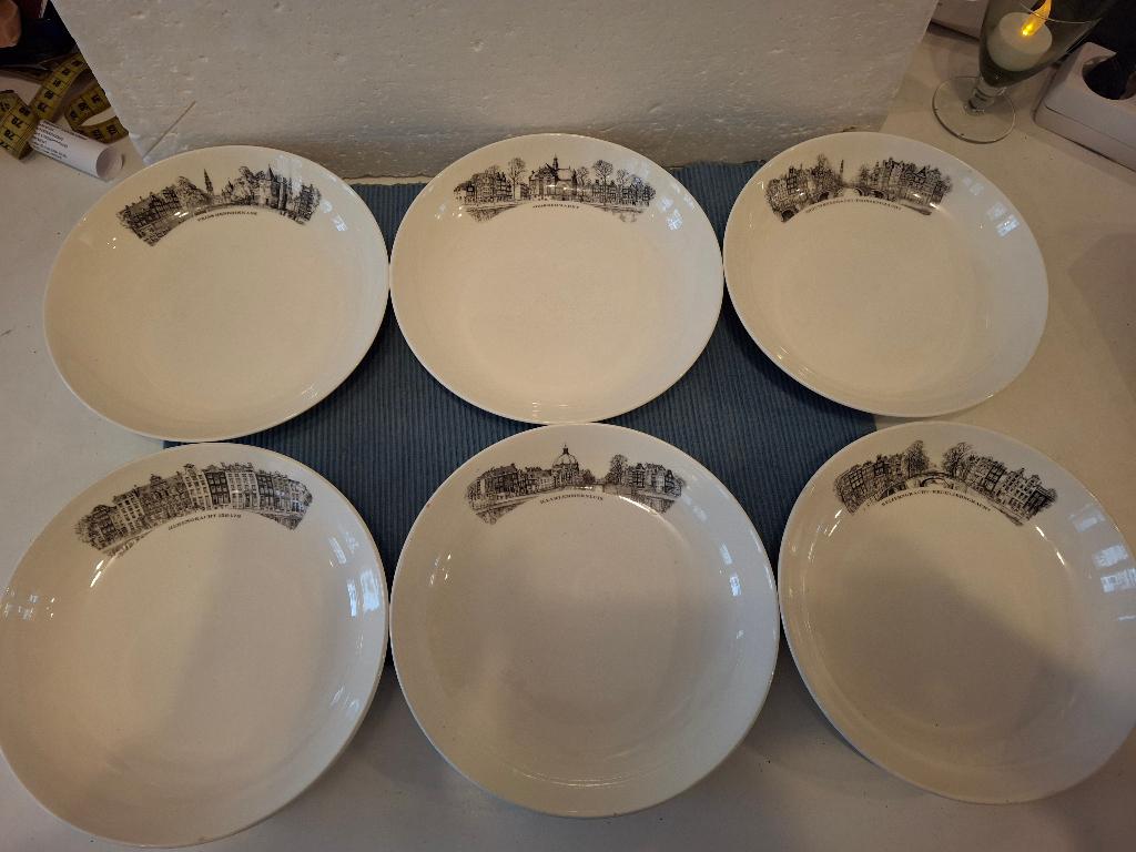 Amsterdams Grachtenservies - Royal Sphinx - 6 diepe borden, Antiek en Kunst, Ophalen of Verzenden