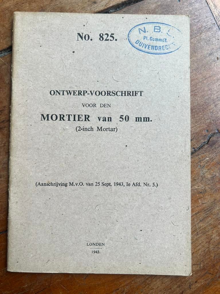 WO2 Nederlands voorschrift PIB NBS 50 mm mortier 1943 londen, Ophalen of Verzenden, Engeland