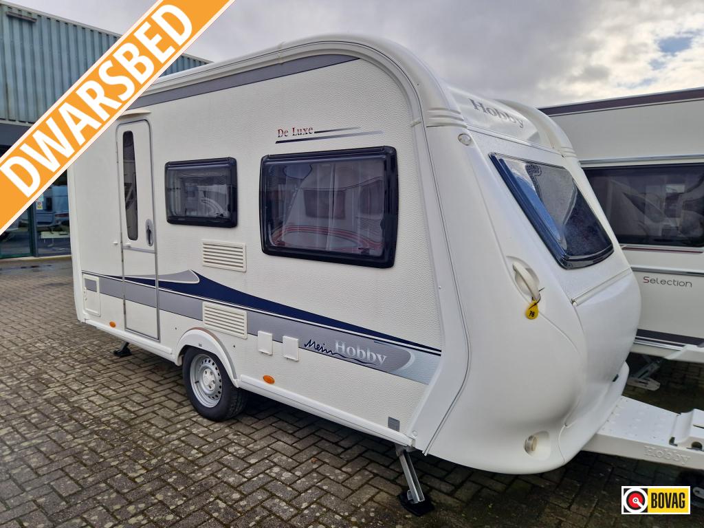 Hobby De Luxe 400 SF Isabella tent/Fietsdrager, Caravans en Kamperen, Caravans, Hobby, Bedrijf, Treinzit, Dwarsbed