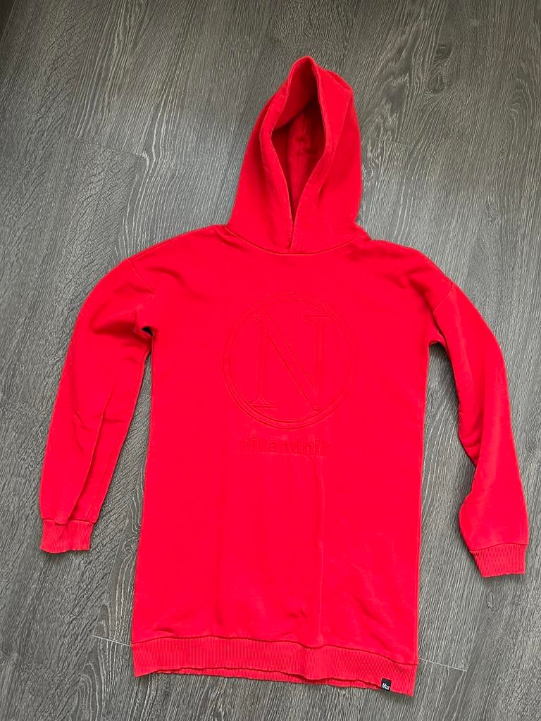 Meisjes sweat hoodie jurk / jurkje rood Nik & Nik mt 14 /164, Kinderen en Baby's, Kinderkleding | Maat 164, Zo goed als nieuw
