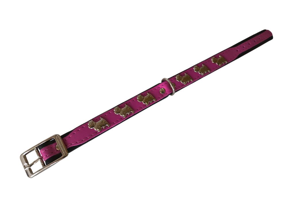DOG'S COMPANION Westie Halsband Leer Roze Nek 27-31 cm OP=OP, Dieren en Toebehoren, Ophalen of Verzenden, Handgemaakt, Nieuw