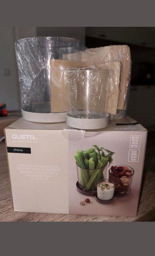 Gusta houder met 3 glaasjes, Overige materialen, Nieuw, Ophalen of Verzenden, Kandelaar