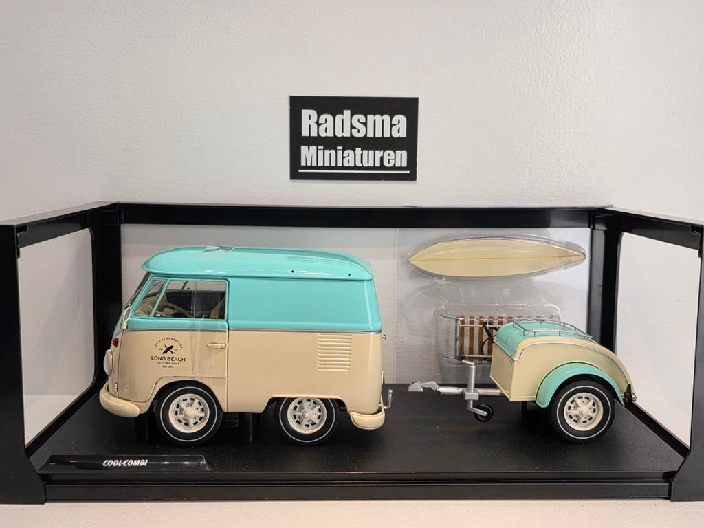Cool Kombi + aanhanger " Surf Editie " 1:18 Solido, Auto, Solido, Nieuw, Ophalen of Verzenden