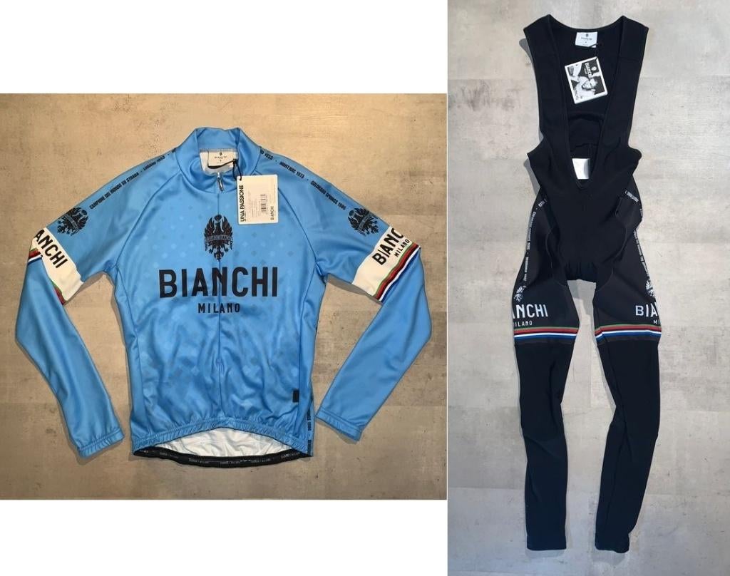 Bianchi Bib Tights met zeem + LS Jersey - Maat S - NIEUW, Verzenden, Nieuw, Kleding
