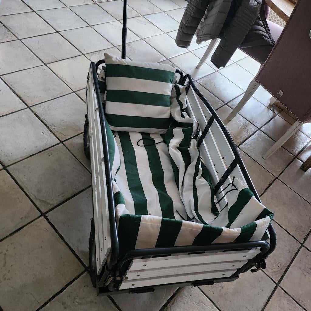 TE KOOP Groot houten bolderkar met luchtbanden, Ophalen