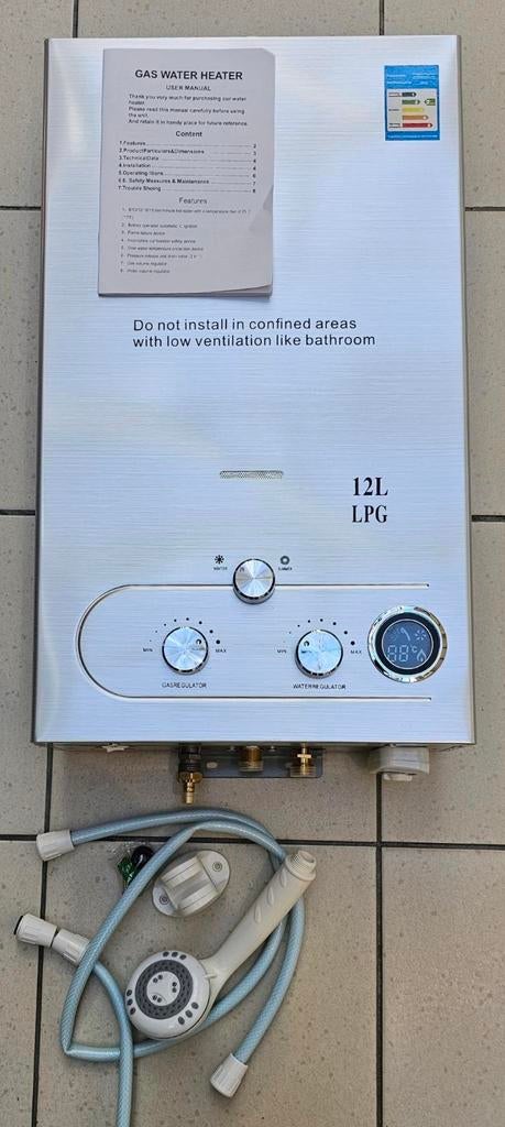 12L Geiser Butaan Propaan gas, Doe-het-zelf en Verbouw, Ophalen of Verzenden, Minder dan 3 jaar oud, Minder dan 20 liter, Nieuw