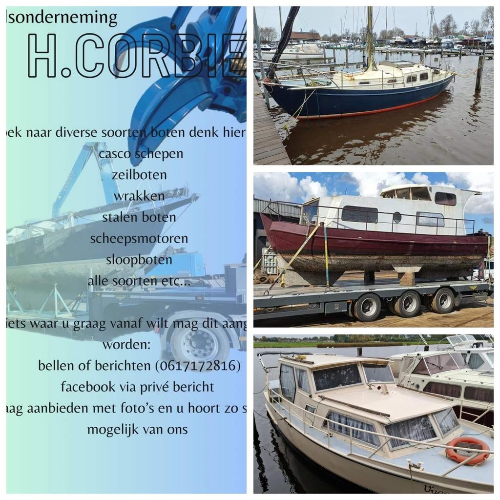 Boten gezocht opknapers, Watersport en Boten, Ophalen of Verzenden, Nieuw, Zeilboot of Motorboot