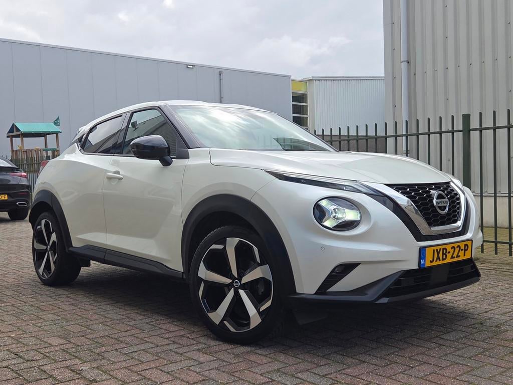 Nissan Juke 1.0 DIG-T Tekna Automaat-360Camera-Keyless-Bose, Leder en Stof, Wit, Bedrijf, 19 km/l