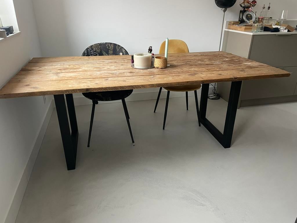 Eettafel steigerhout 200x100cm, Huis en Inrichting, Tafels | Eettafels, Ophalen, Gebruikt, 200 cm of meer, 50 tot 100 cm
