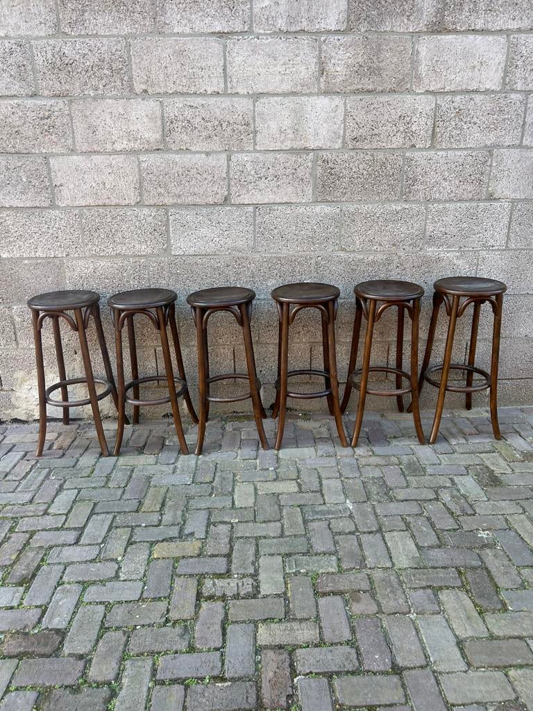 1 set 6 stuks Thonet Paris barkruk donkerbruin 75 cm Nieuw, Ophalen, Nieuw zonder verpakking, Meubilair
