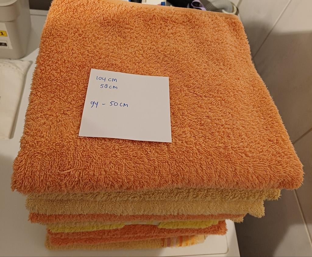 Partij badhanddoeken 6 stuks., Huis en Inrichting, Ophalen of Verzenden, Gebruikt, Oranje, Handdoek