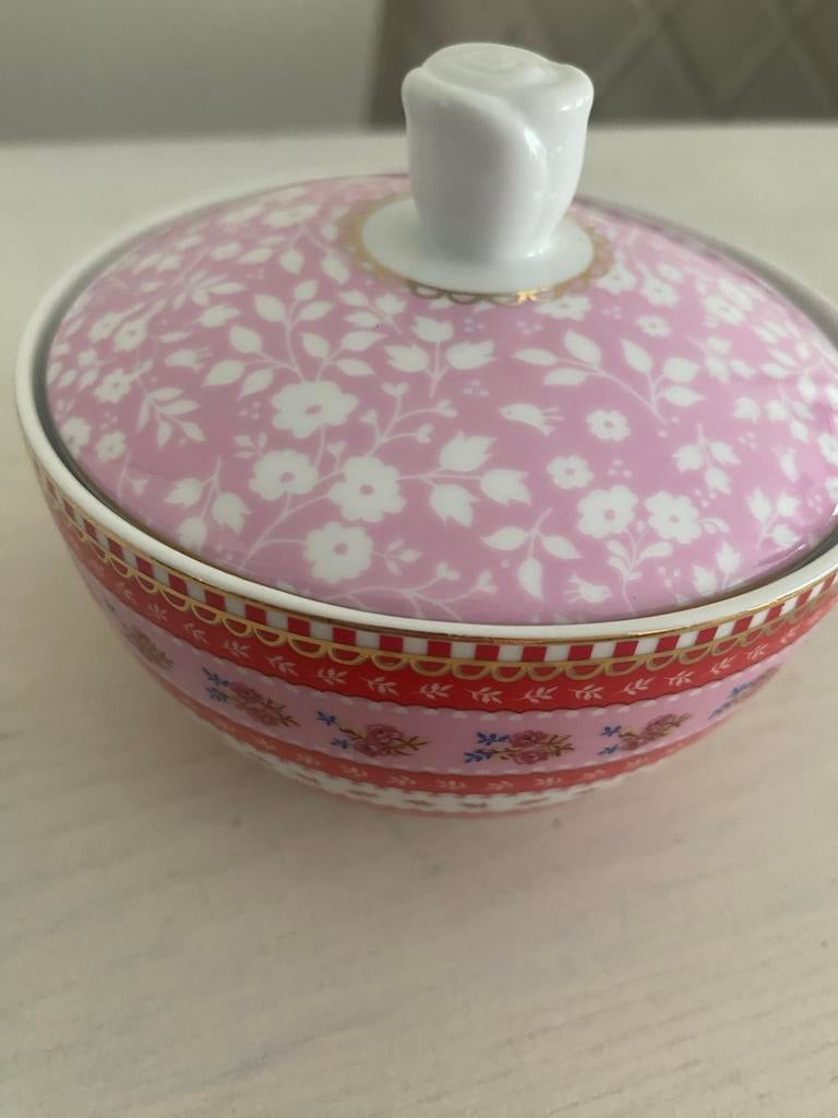 Pip Studio Suikerpot - Roze met Bloemenpatroon, Overige typen, Ophalen of Verzenden, Zo goed als nieuw, Overige stijlen