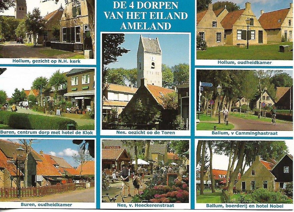 Ameland- -8-luik, 4 dorpen., Verzenden, 1980 tot heden, Gelopen, Waddeneilanden