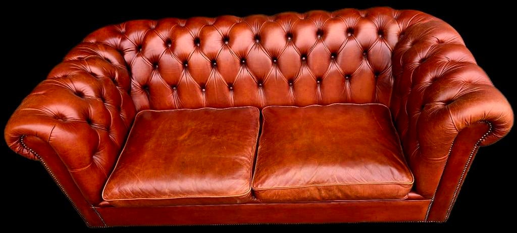 Chesterfield Bendic bank cognac leer + GRATIS BEZORGING, Huis en Inrichting, Banken | Bankstellen, Gebruikt, 150 tot 200 cm, Onbekend