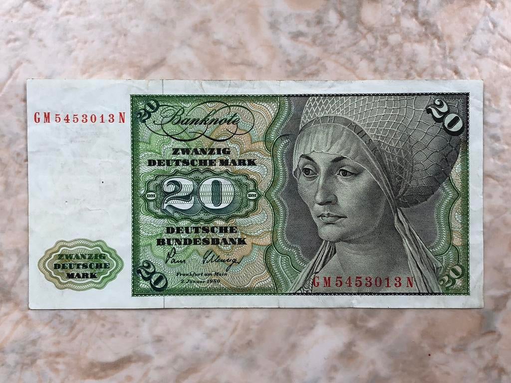 20 mark 1980, Duitsland., Postzegels en Munten, Bankbiljetten | Europa | Niet-Eurobiljetten, Verzenden, Duitsland, Los biljet
