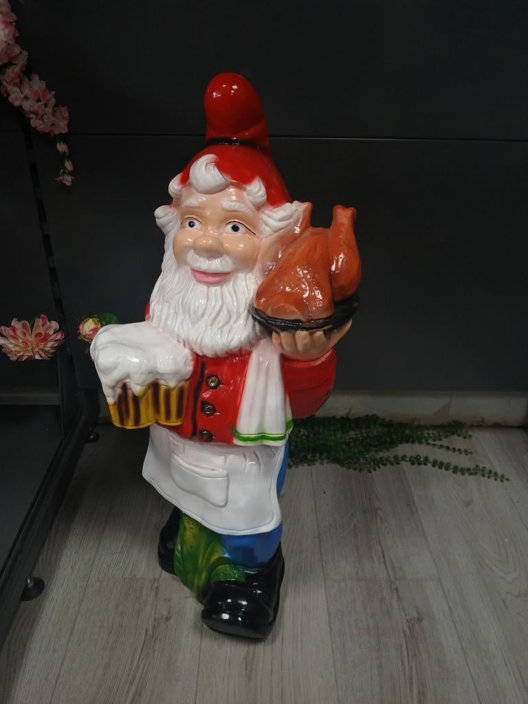 Grote Tuinkabouter met Bier en Kip - 75 cm, Tuin en Terras, Ophalen, Nieuw, Kunststof, Tuinkabouter