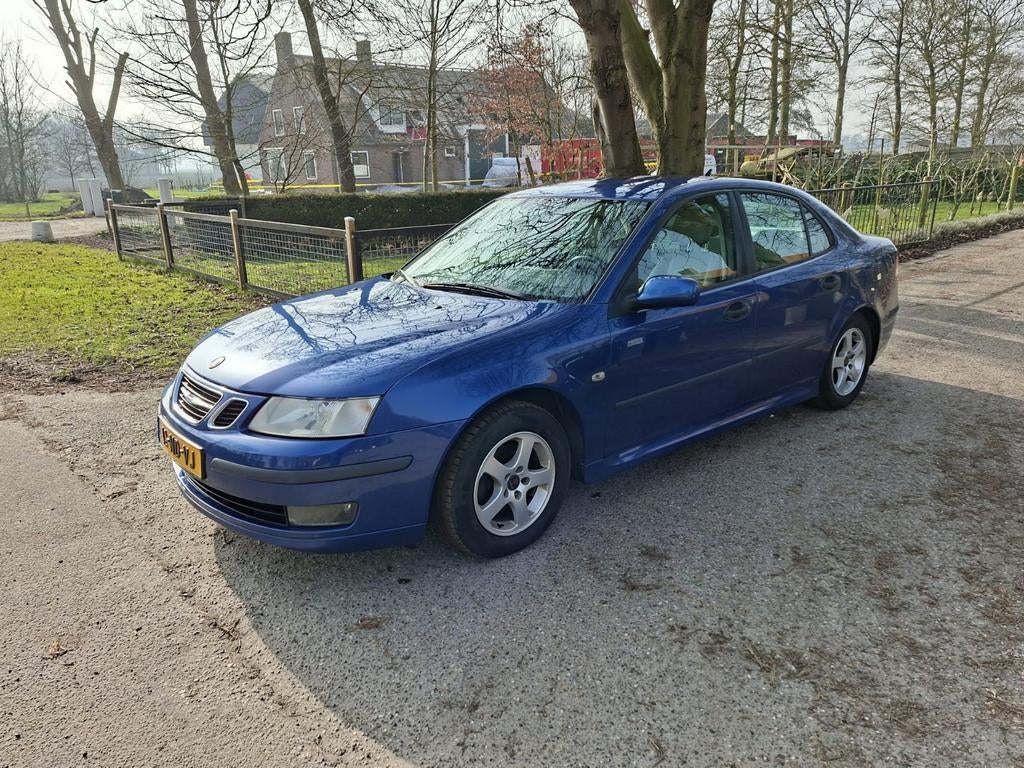 Saab 9-3 1.8 T Sport Sedan 2003 Blauw, Auto's, Voorwielaandrijving, 1998 cc, Beige, 4 cilinders
