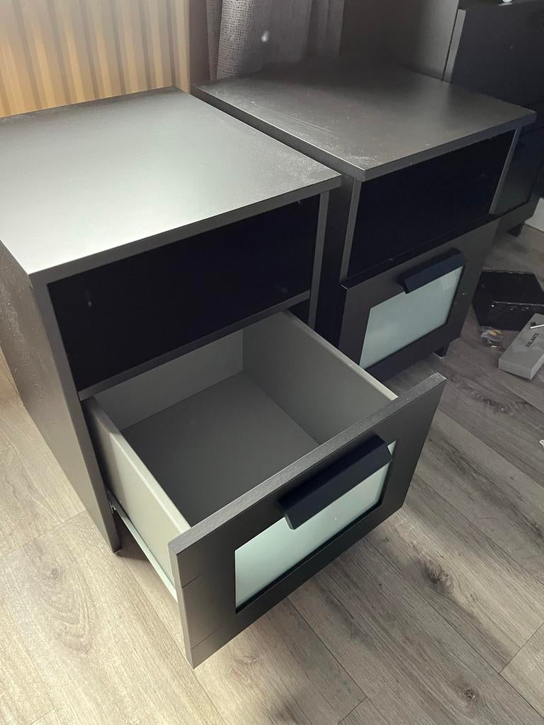 2 Brimnes nachtkastjes IKEA zwart, Ophalen, Gebruikt, Minder dan 45 cm, 55 tot 70 cm