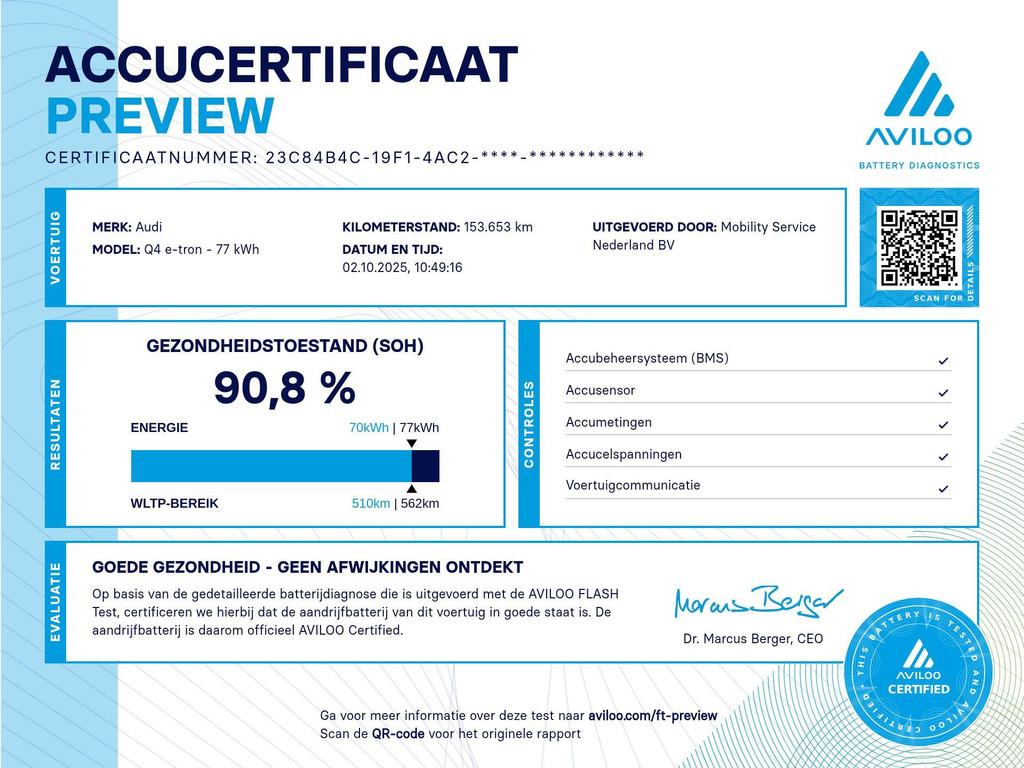 Audi Q4 e-tron 40 Launch edition Advanced 77 kWh SOH90% Warm, Gebruikt, 520 km, Blauw, Origineel Nederlands