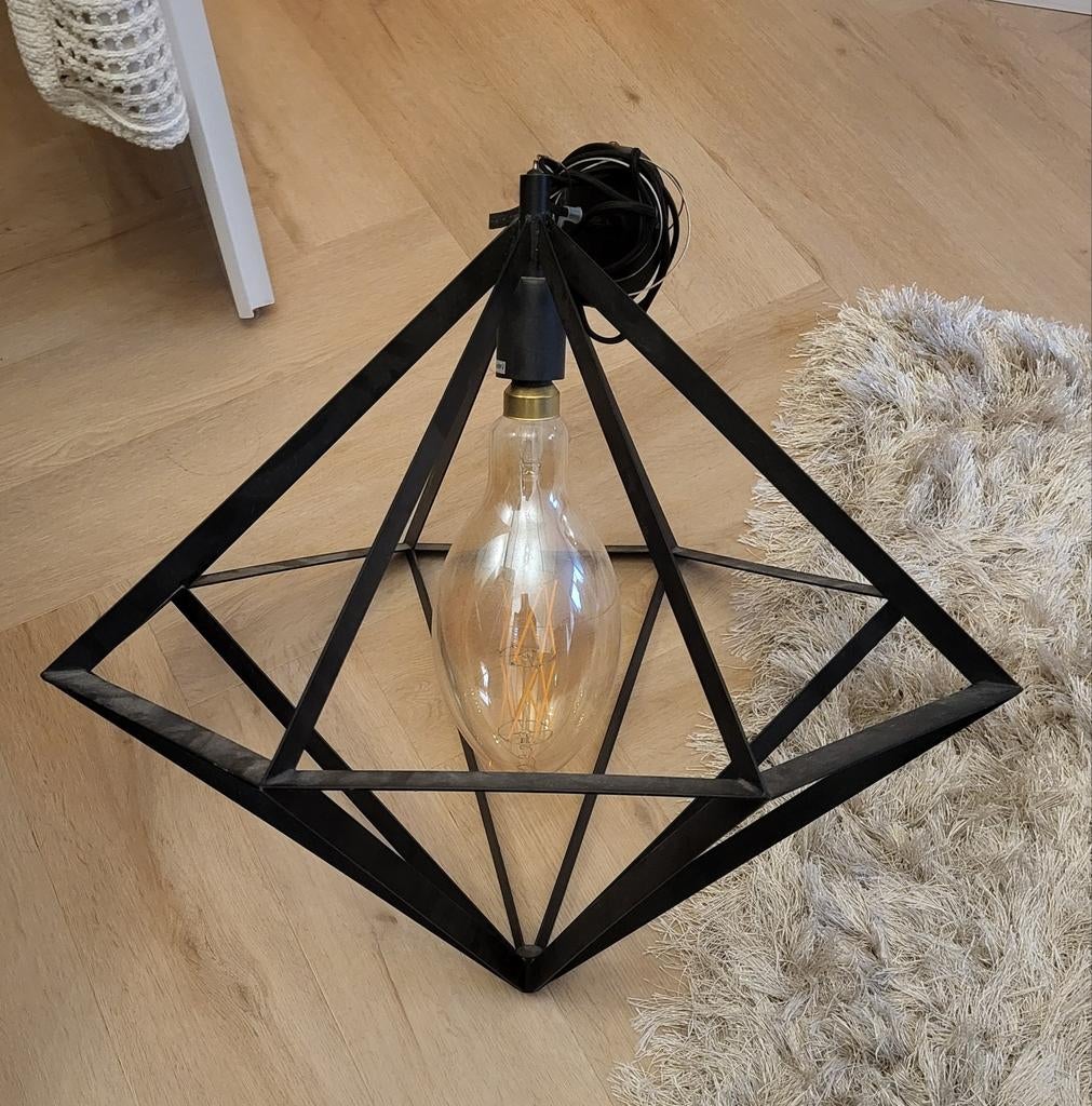 Design lamp industrieel diamant vorm, Ophalen, Zo goed als nieuw, 50 tot 75 cm