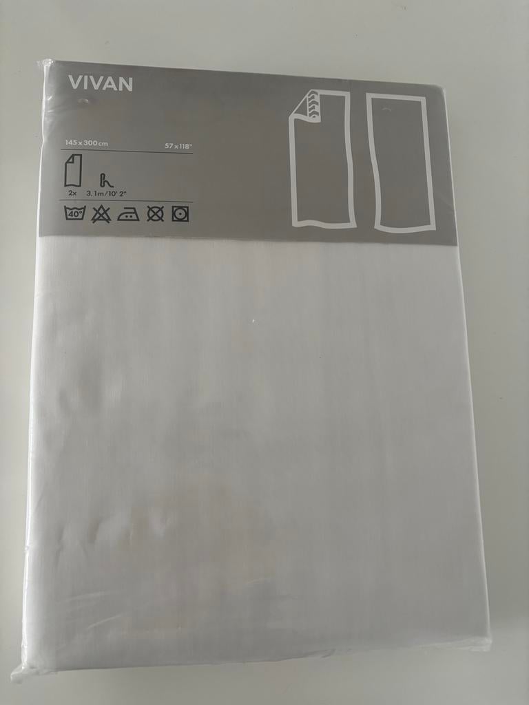 IKEA VIVAN Gordijnen - 145x300 cm, Wit, 1 paar, 100 tot 150 cm, 200 cm of meer, Wit, Nieuw